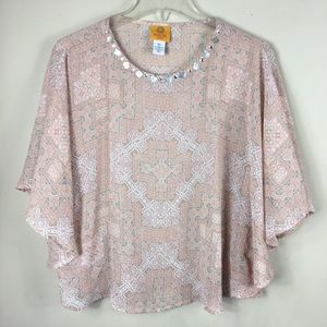 Ruby Rd. Women Semi Sheer Butterfly Poncho Top